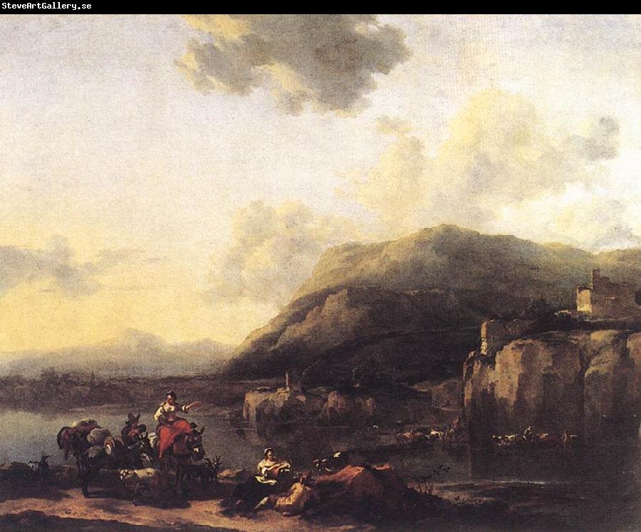 BERCHEM, Nicolaes Landscape with Jacob, Rachel, and Leah